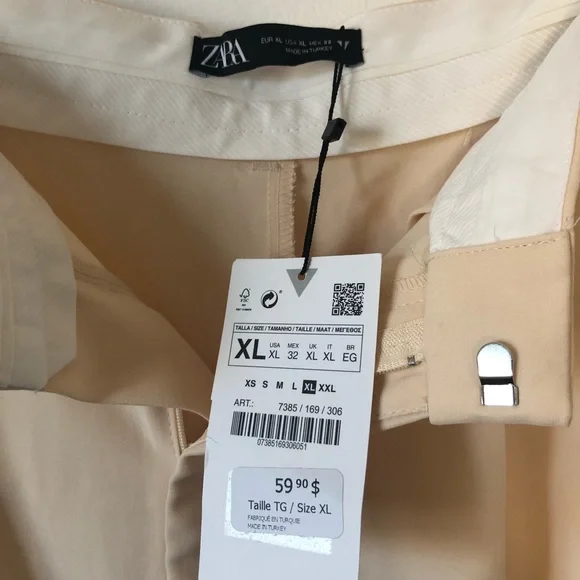 ZARA PASTEL YELLOW HIGH RISE WIDE LEG PANTS - Picture 3 of 3